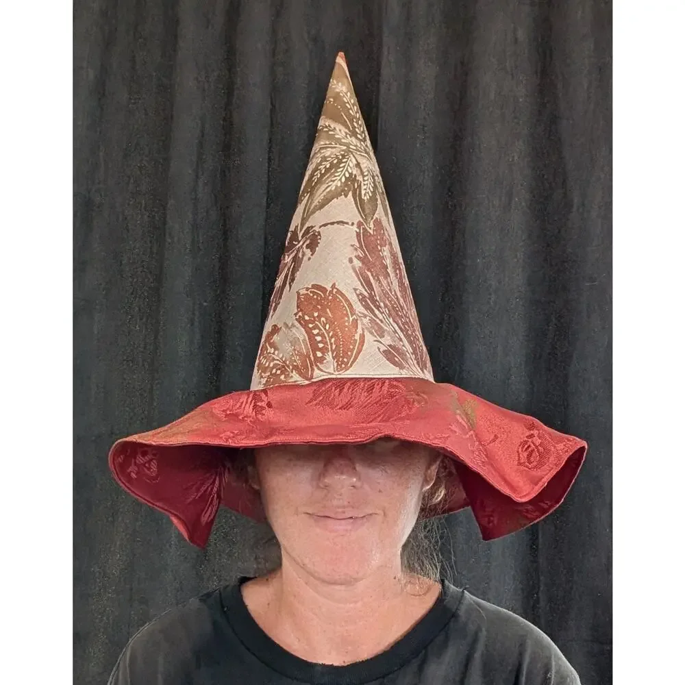 Handmade Upcycled Fall Floral Whimsy Floppy Witch Hat - 5